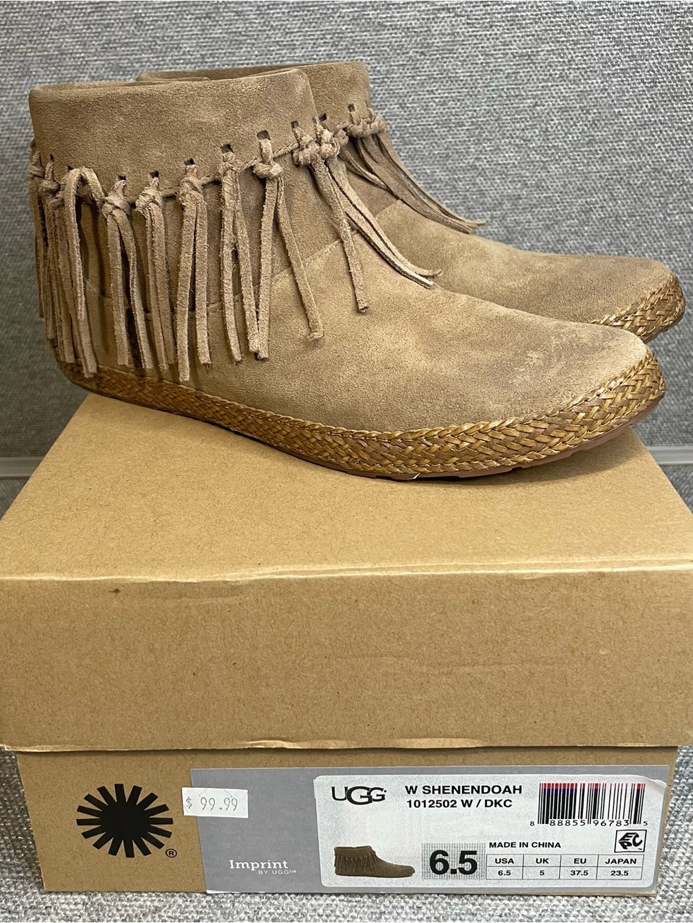 UGG Shenendoah Fringe Boots Women’s Size 6.5 Leather Suede Dark Chestnut 1012502